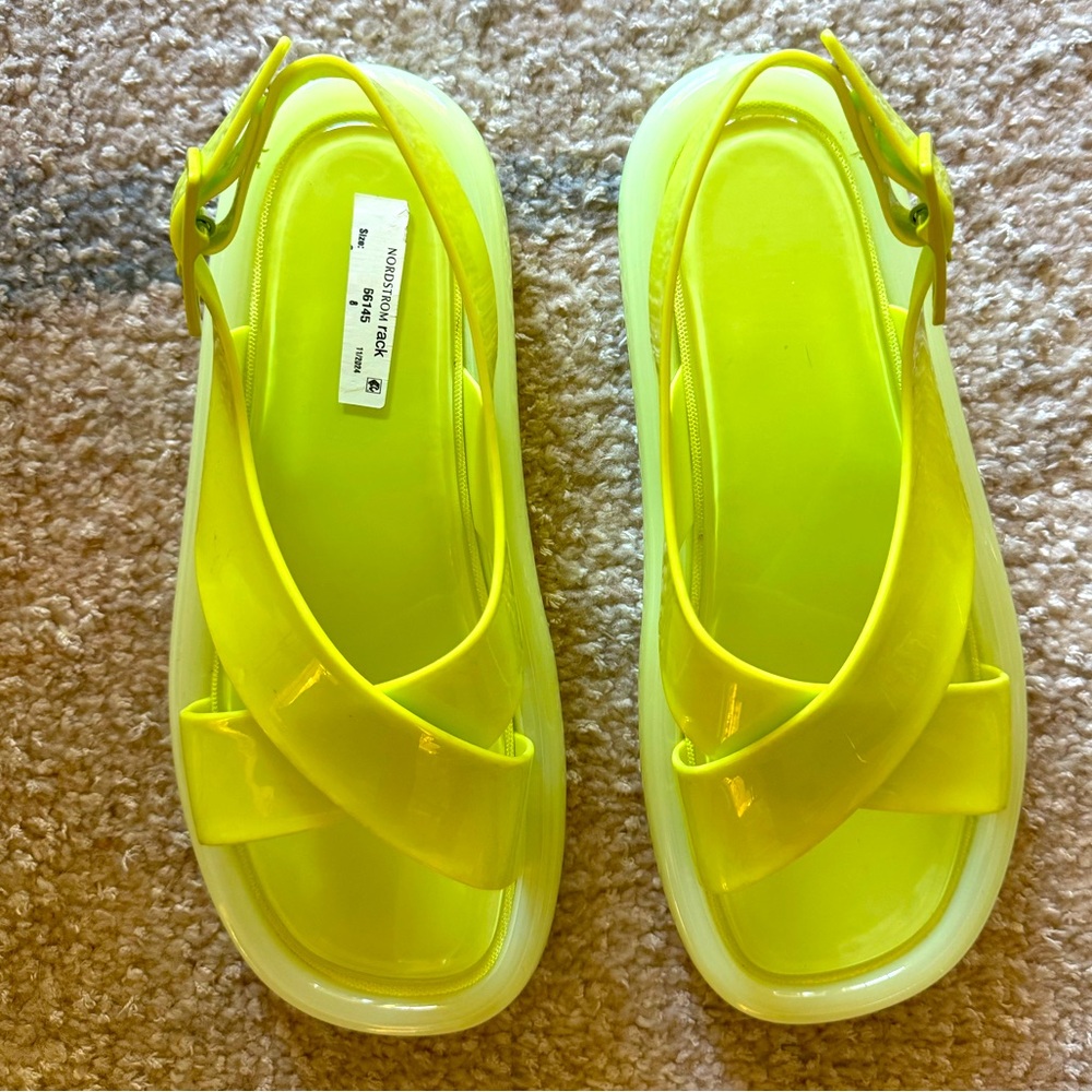 NEW Tory Burch Criss Cross Bubble Jelly Sandal in Bright Yellow